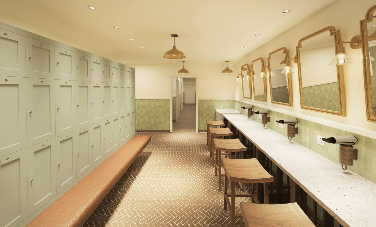 Modern elegance meets classic charm in these new changing rooms. The warm tones and thoughtful design invite relaxation.