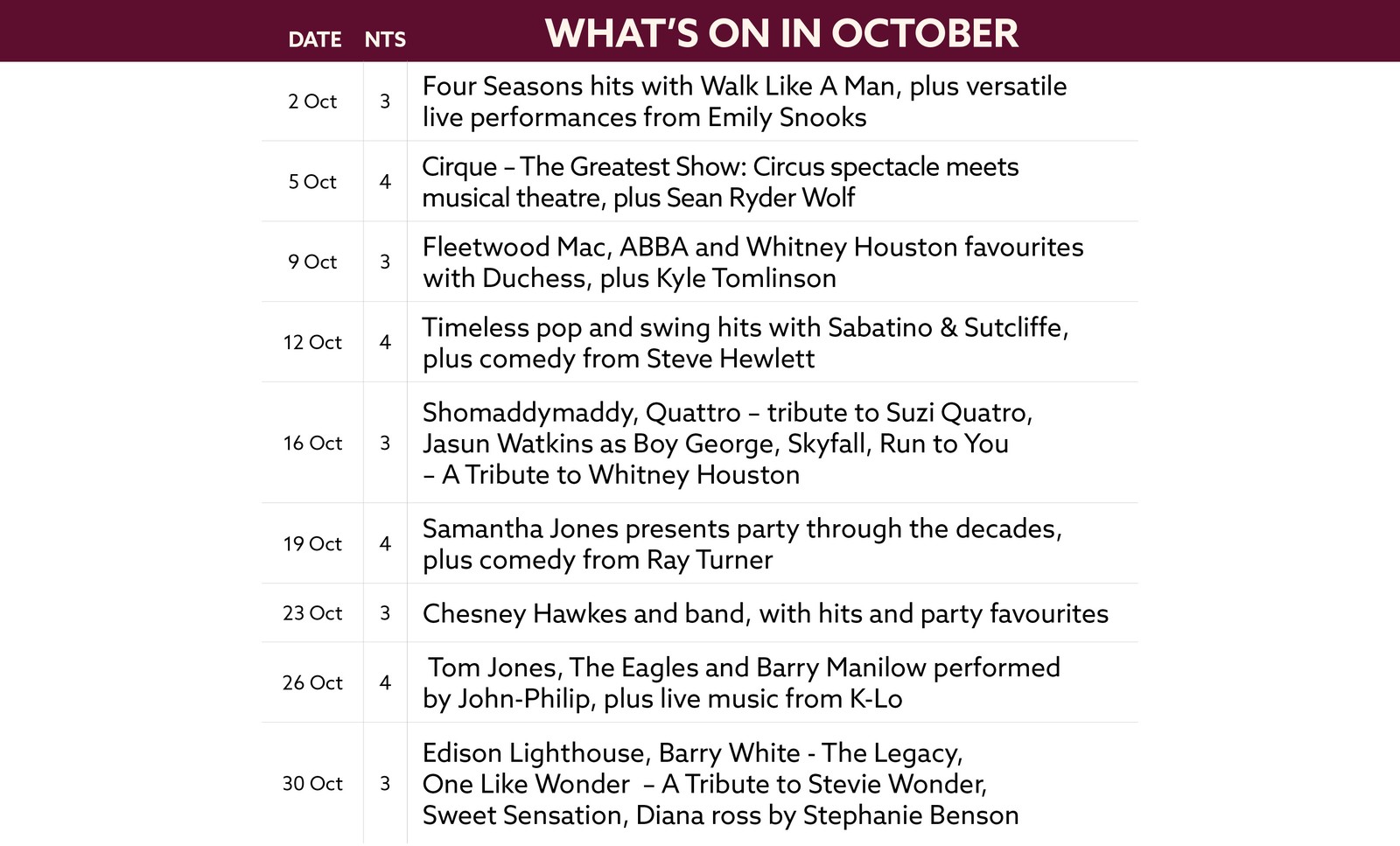See what's on at Alvaston Hall in October.