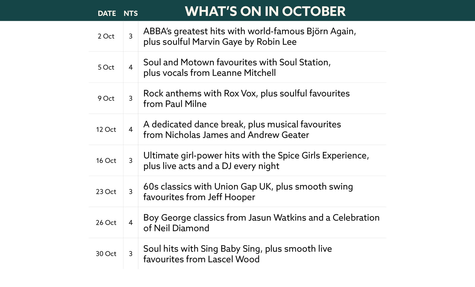 Here's what's on in October at Lakeside.