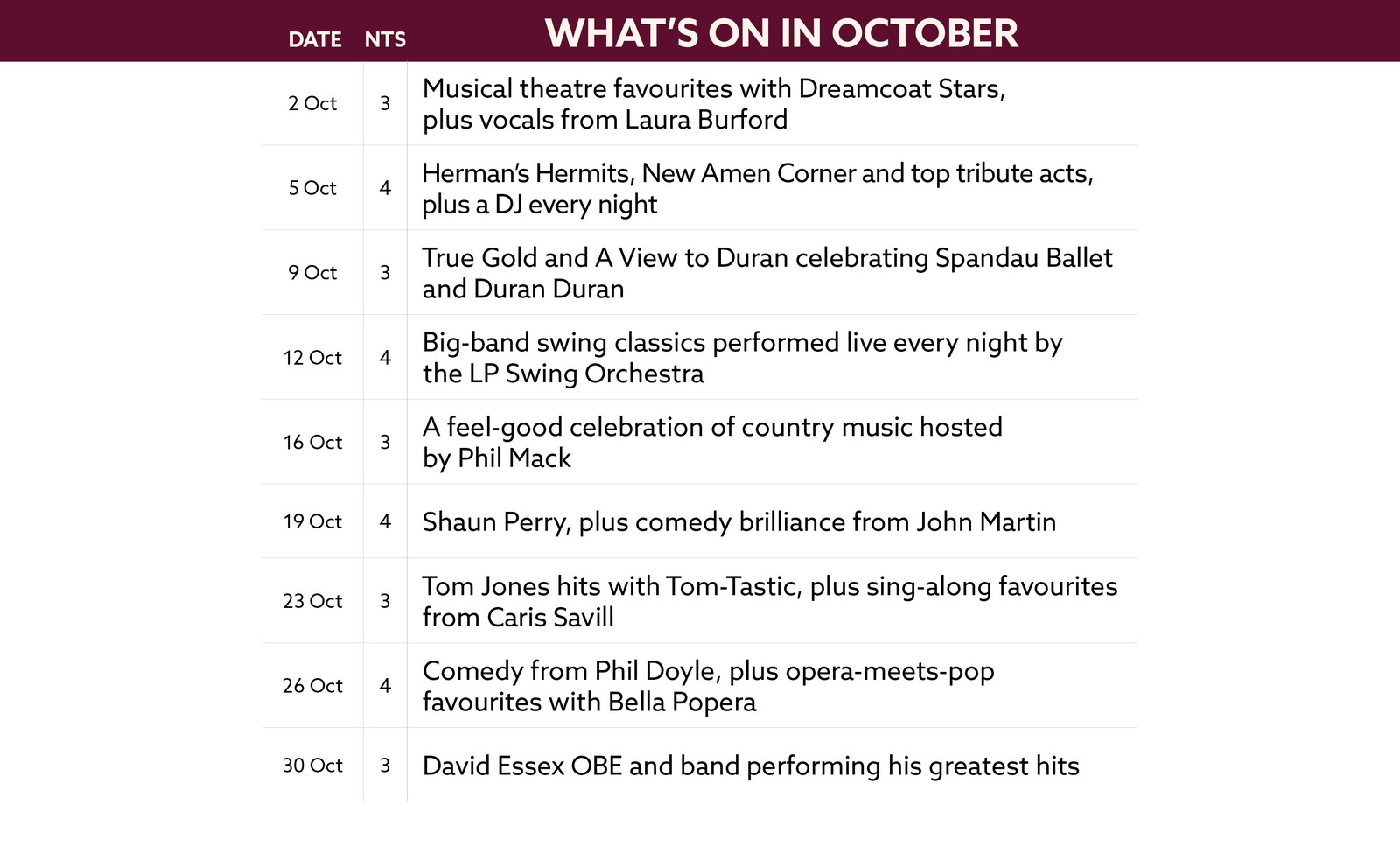 See what's on at Sinah Warren in October.