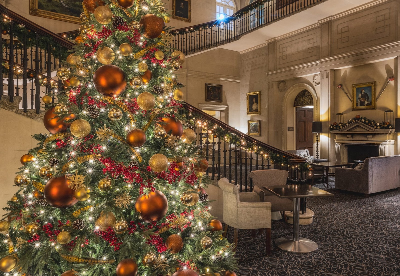 Beautifully decorated historic surroundings create a truly magical festive setting.