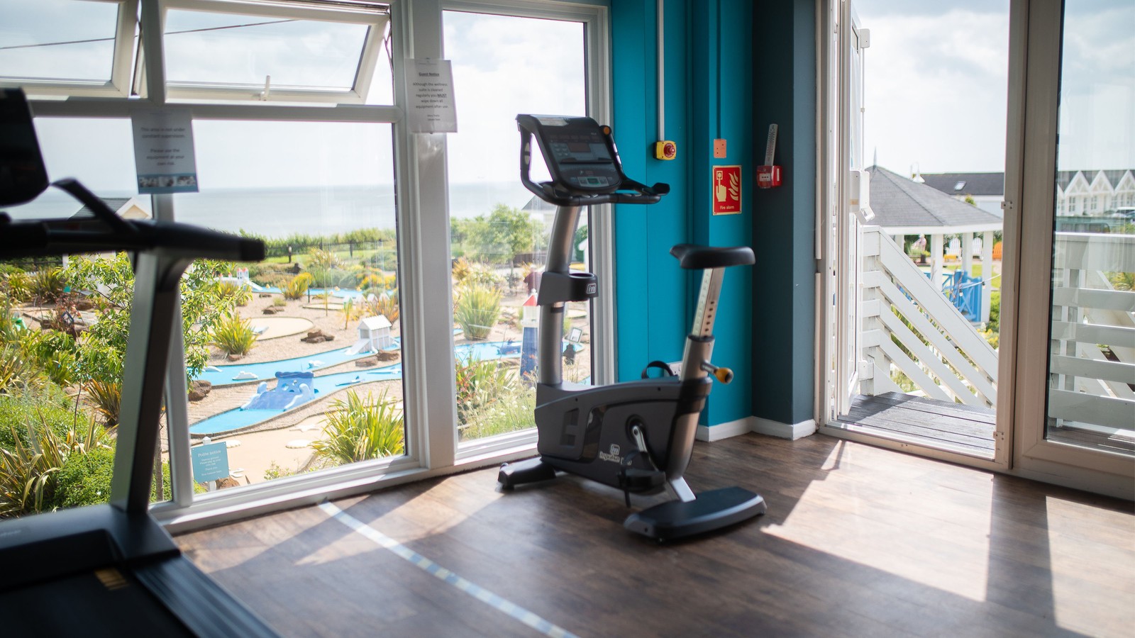 Gym with a view: keep fit while spotting the action on the crazy golf course.
