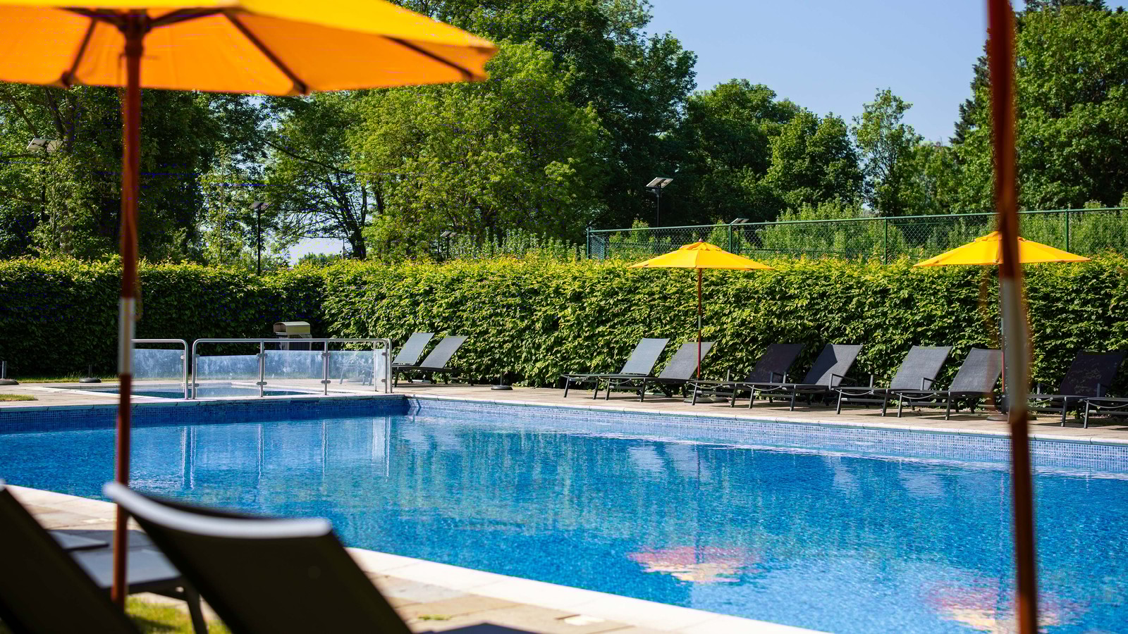 Open during the summer months, the outdoor pool is a popular spot to take advantage of the Great British weather. Costa del Surrey anyone?