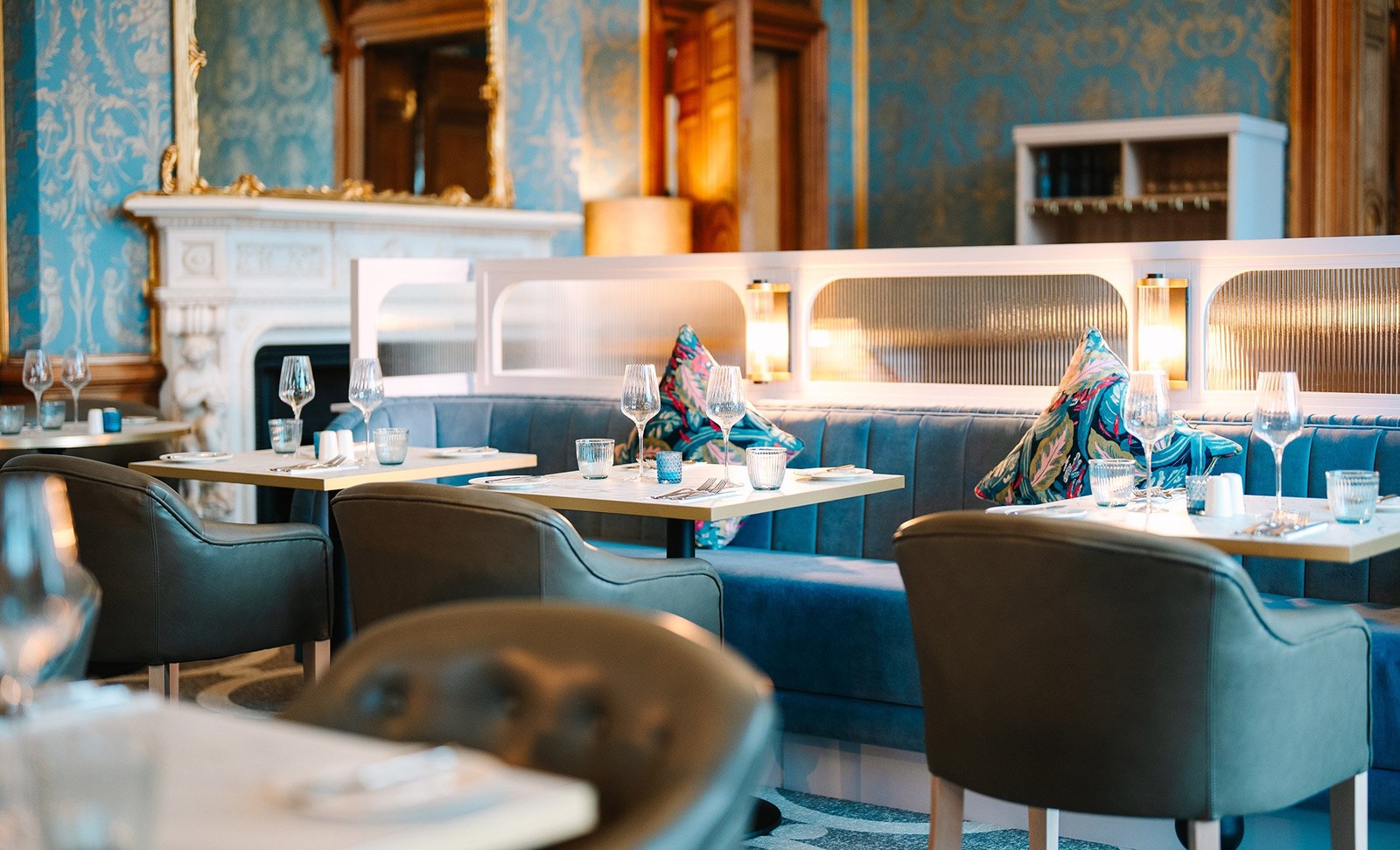 Every detail in The Blue Room is crafted for comfort and style, from the elegant table settings to the carefully chosen chairs.