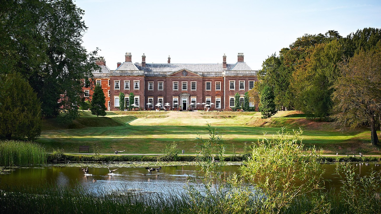 Wander the grounds and be rewarded with breathtaking views of the mansion house from across the vast lake that graces the estate.