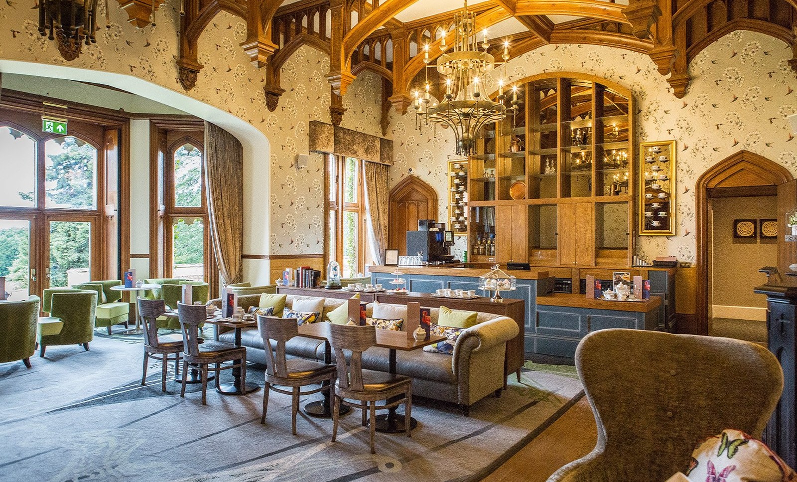 The Oak Room is a cosy lounge perfect for relaxing, enjoying food from the Nest menu, or savouring afternoon tea in a beautiful historic setting.