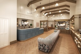 Renders of the new spa reception at Thoresby Hall