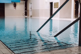 Steps into the pool at Littlecote House
