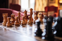 Close up of a wooden chess board