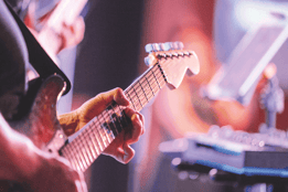 Man playing the electric guitar 