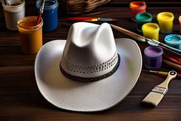 A cowboy hat surrounded by paint - AI generated image