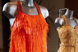 Elegant dance outfit adorned with intricate details and shimmering accents.