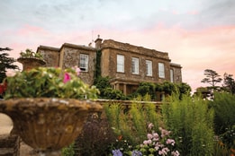 Cricket St. Thomas behind beautiful flowers