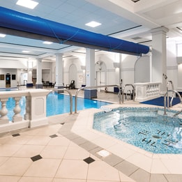 Pool and bubble pool inside the spa at Holme Lacy House.