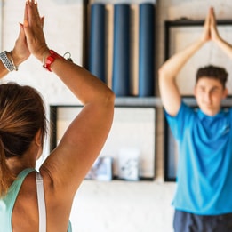 Lady taking part in a yoga session