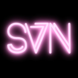 SVN logo in pink neon on black background