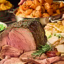 Delicious meats and traditional sides with our carvery in Market Kitchen