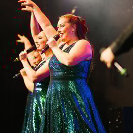 Warner Theatre Company on stage performing a festive show