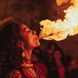 fire breather in evening