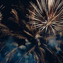 Colourful fireworks against a very dark sky
