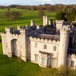 Aerial view of Bodelwyden Castle main building
