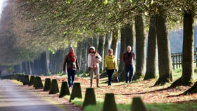 Group walking on the Littlecote grounds
