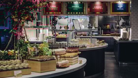 Tantalising view of the Market Kitchen buffet, featuring the dessert table, at The Runnymede on Thames