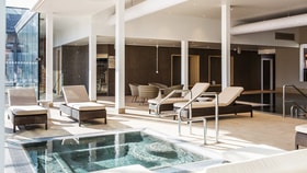 The stables spa at Studley Castle, featuring calming décor and wellness amenities for relaxation.