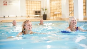 Guest swimming in pool