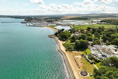 Norton Grange, the sea and local area from above