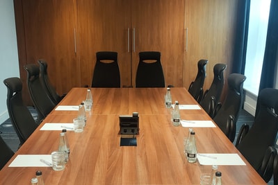 The boardroom at Heythrop Park set up ready for a meeting
