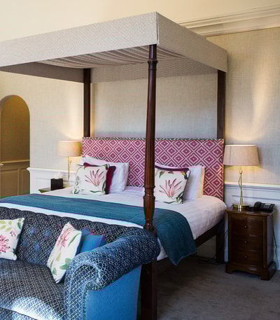 The bed inside the Popham Suite at Littlecote House