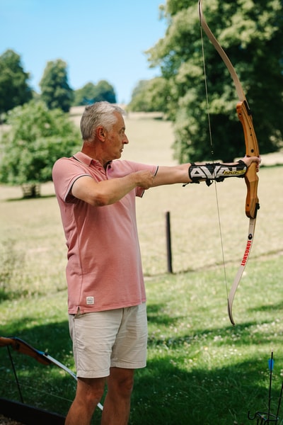 Man practising archery