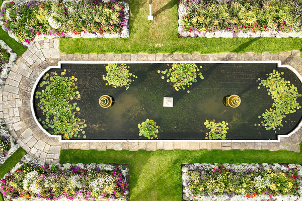 From this aerial view, the Walled Garden reveals its charm. A tranquil retreat for quiet moments and gentle strolls.