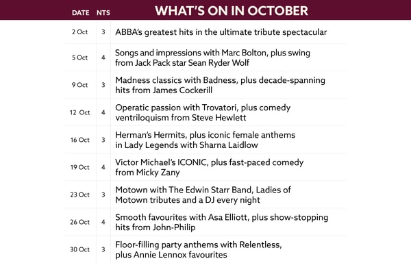 See what's on at Nidd Hall in October.