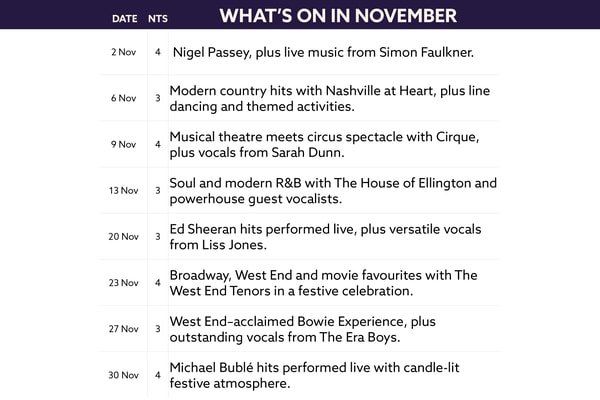 Here's what's on in November at The Runnymede on Thames.