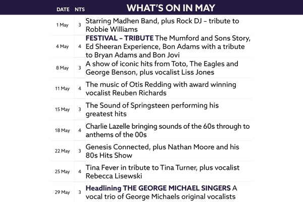 Here's what's on in May at The Runnymede on Thames.
