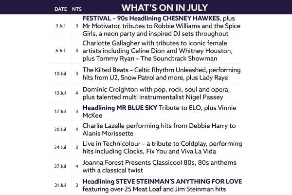 Here's what's on in July at The Runnymede on Thames.