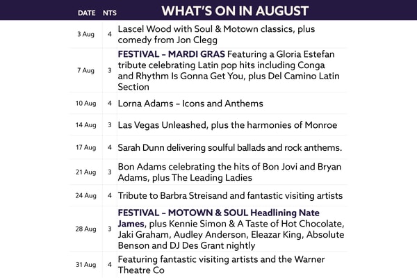 Here's what's on in August at The Runnymede on Thames.