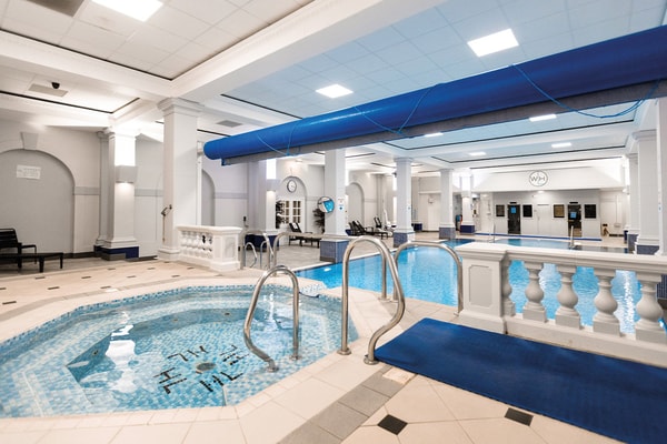 Relax in the indoor pool at Holme Lacy House. Perfect for a leisurely swim or a refreshing escape.