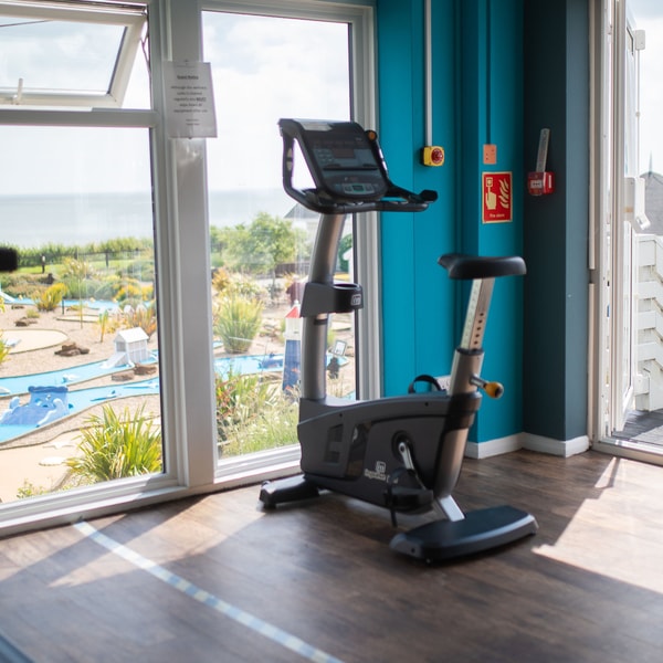 Gym with a view: keep fit while spotting the action on the crazy golf course.