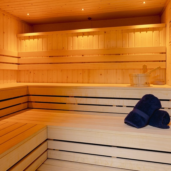 Time to relax? Our sauna is ready to melt your cares away.