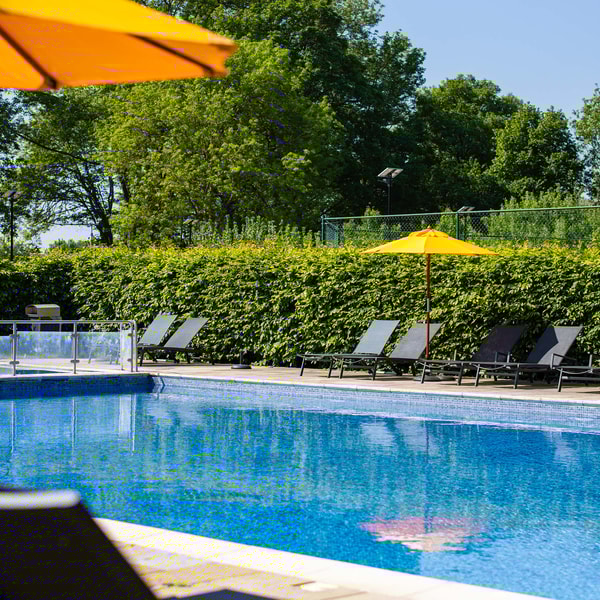 Open during the summer months, the outdoor pool is a popular spot to take advantage of the Great British weather. Costa del Surrey anyone?