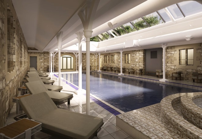 A render of the pool and bubble pool at Thoresby Hall from January 2026