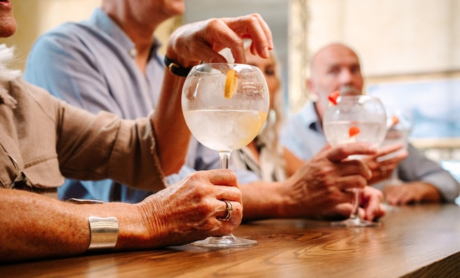 Guests enjoying a gin tasting class