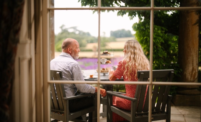 Couple enjoying afternoon tea