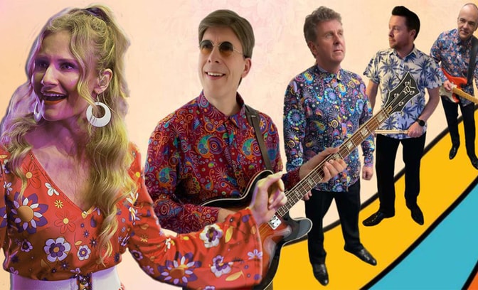 the sixties roadshow with a colourful background