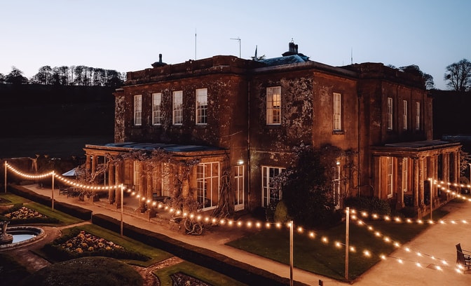 Cricket St. Thomas lit up with fairy lights