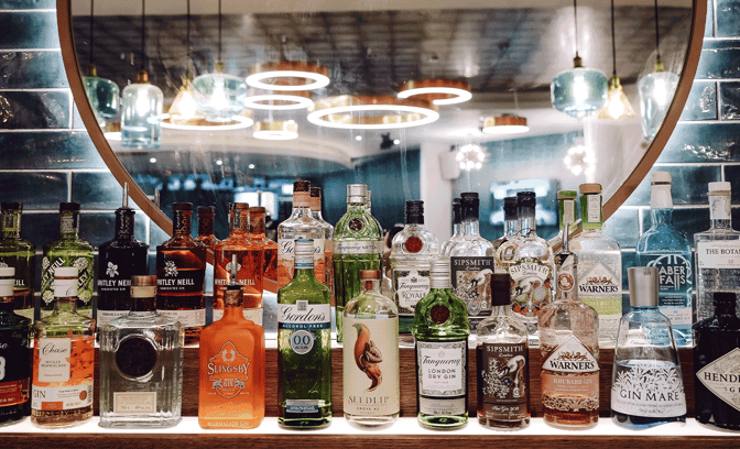 Bar showing alcohol drinks available 