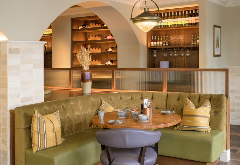 Booth table in a gastropub style restaurant
